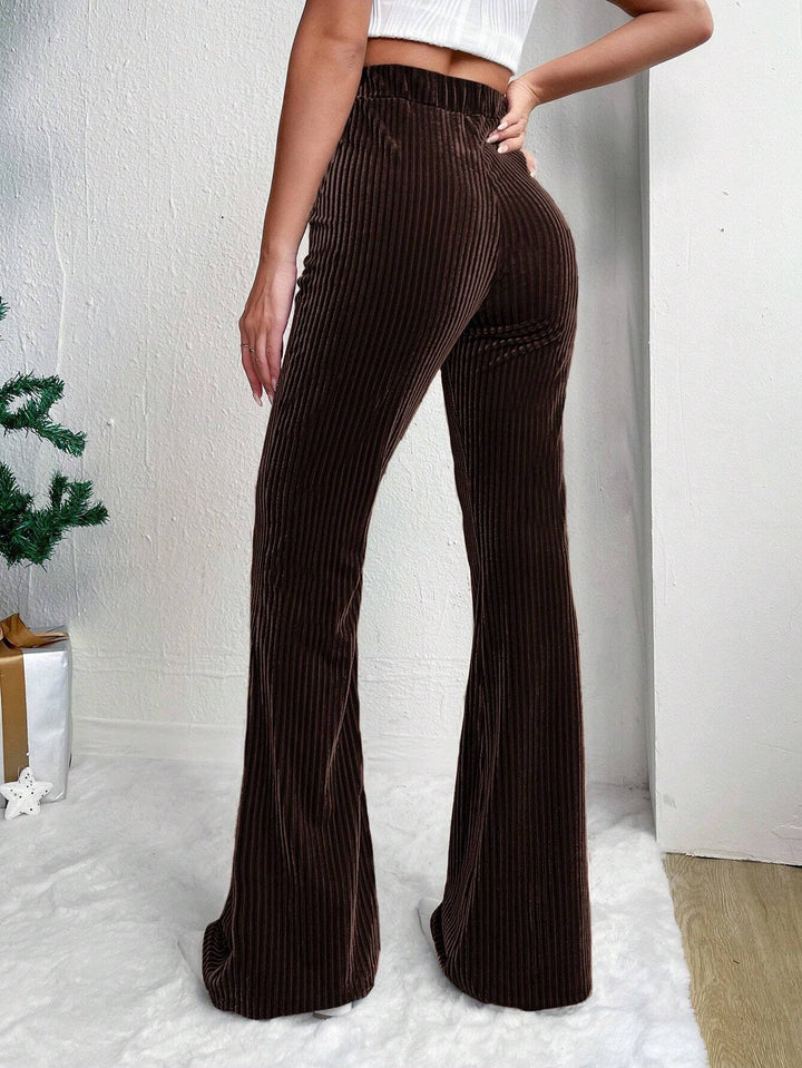 Damen Elegante und bequeme Samthose mit vertikalen Streifen Drune
