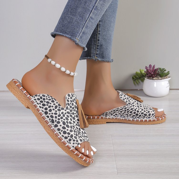 Damen Offene Pantoletten mit Quaste im Espadrille‑Stil Drune