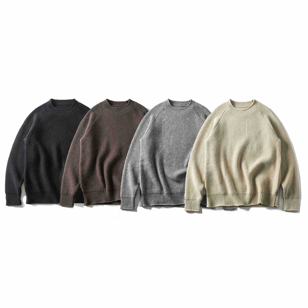 Herren Rippstrickpullover mit Rundhals und Raglanärmeln Drune