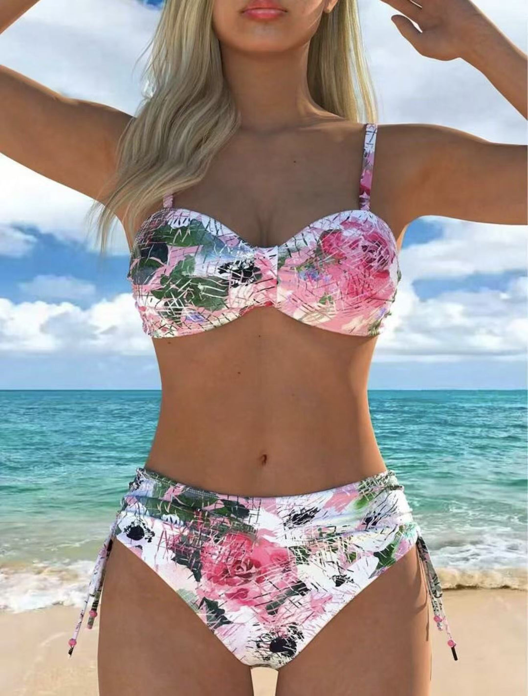 Damen Bikini-Set mit geschmeidigem Oberteil und hoch taillierter Hose Drune