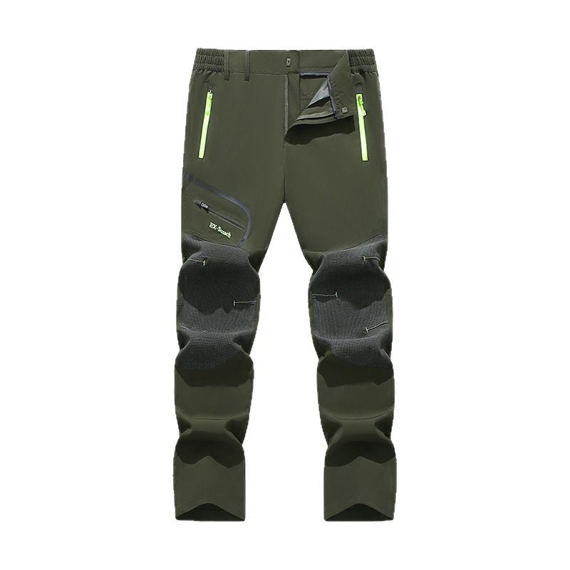 Herren Softshell-Outdoorhose mit verstärkten Kniepartien, Reißverschlusstaschen und elastischem Bund Drune