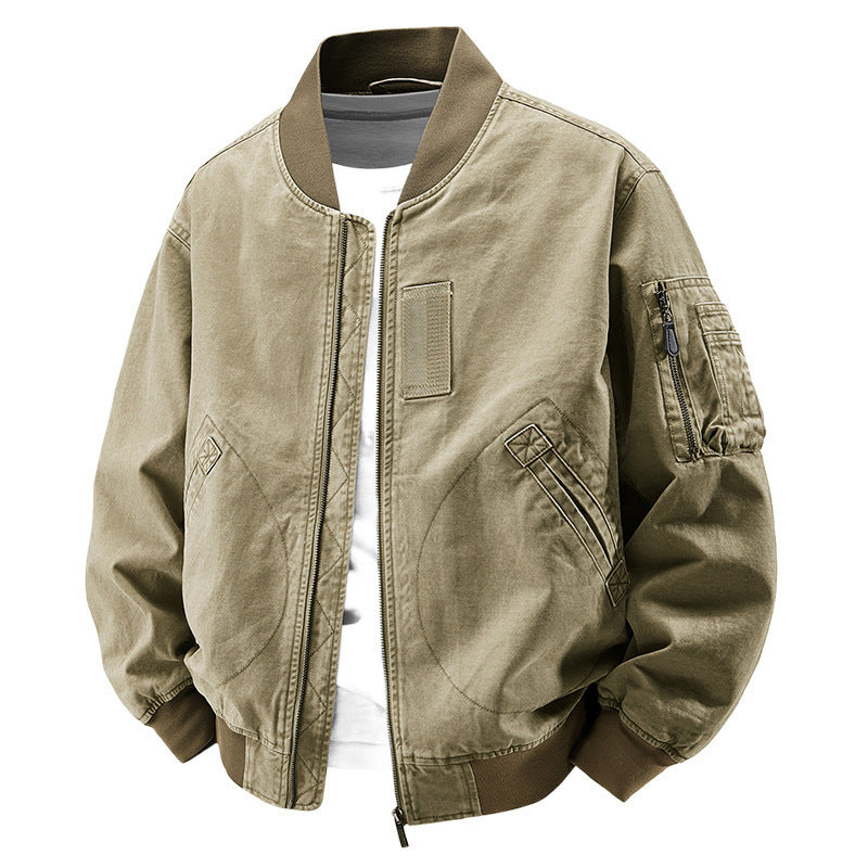 Herren Modische Bomberjacke mit Seitentaschen Drune
