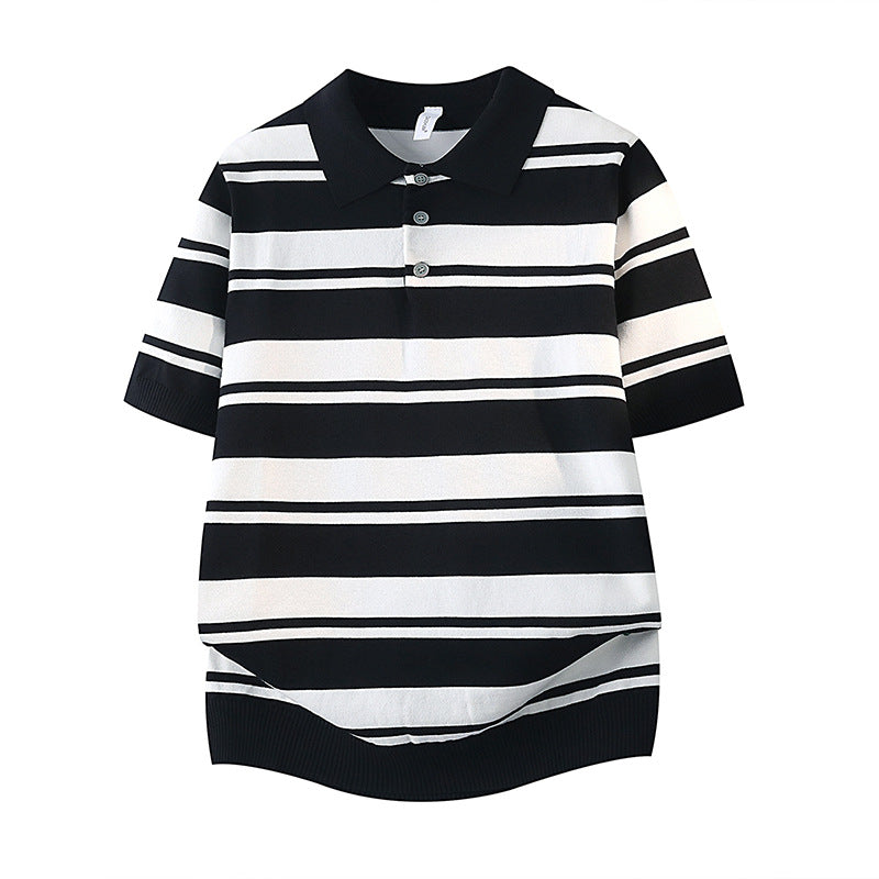 Damen Kurzarm Poloshirt mit gestreiftem Design Drune