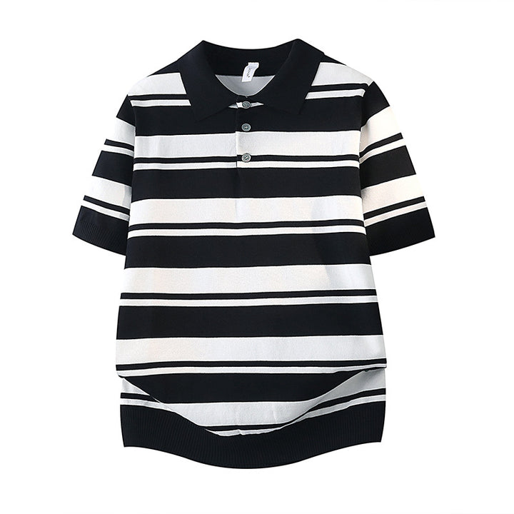 Damen Kurzarm Poloshirt mit gestreiftem Design Drune