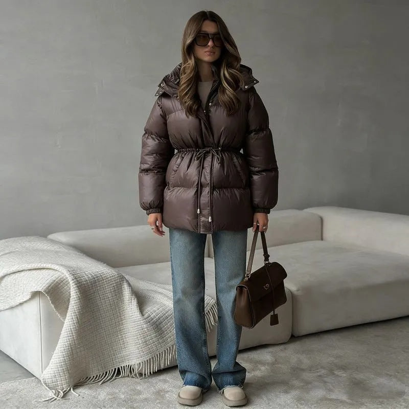 Damen Modische Kapuzenjacke mit Taillenzug