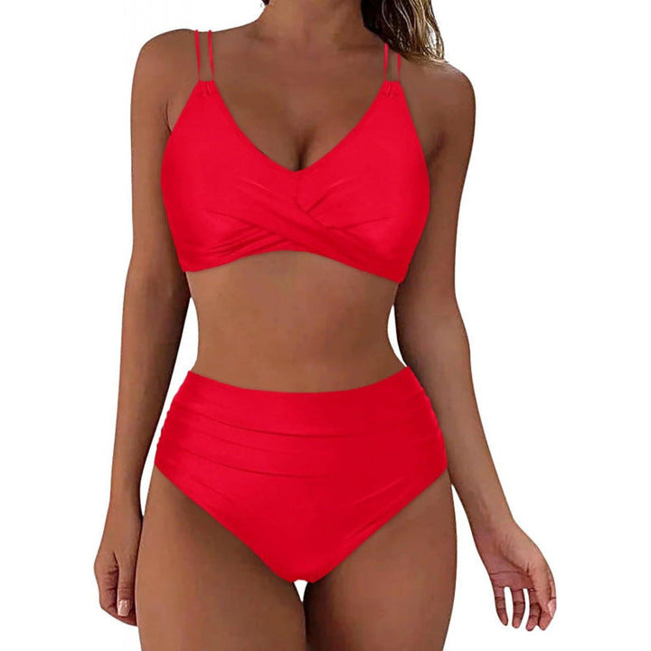 Damen High-Waist Bikini mit elegantem Wickeldesign und verstellbaren Trägern Drune