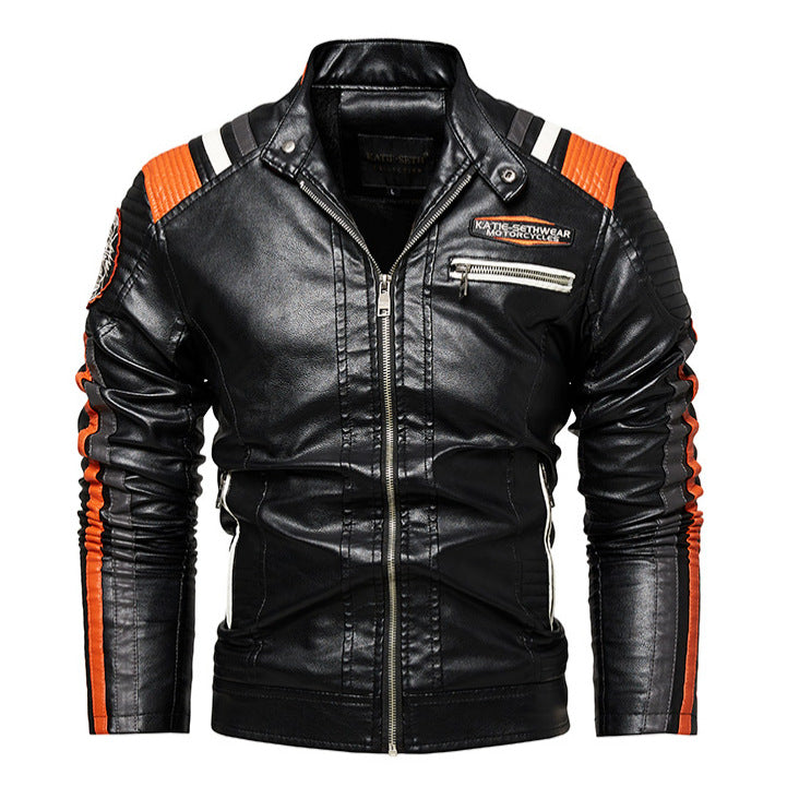 Herren Hochwertige Kunstleder-Motorradjacke Drune