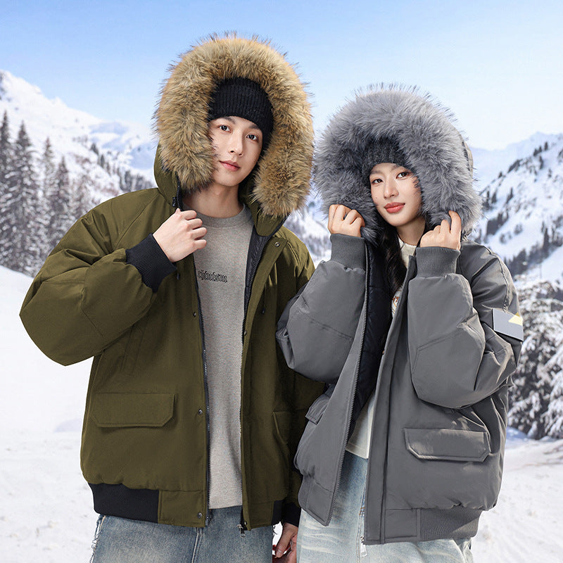 Herren Wattierter Oversize-Parka mit Kunstfellkapuze und Utility-Taschen Drune