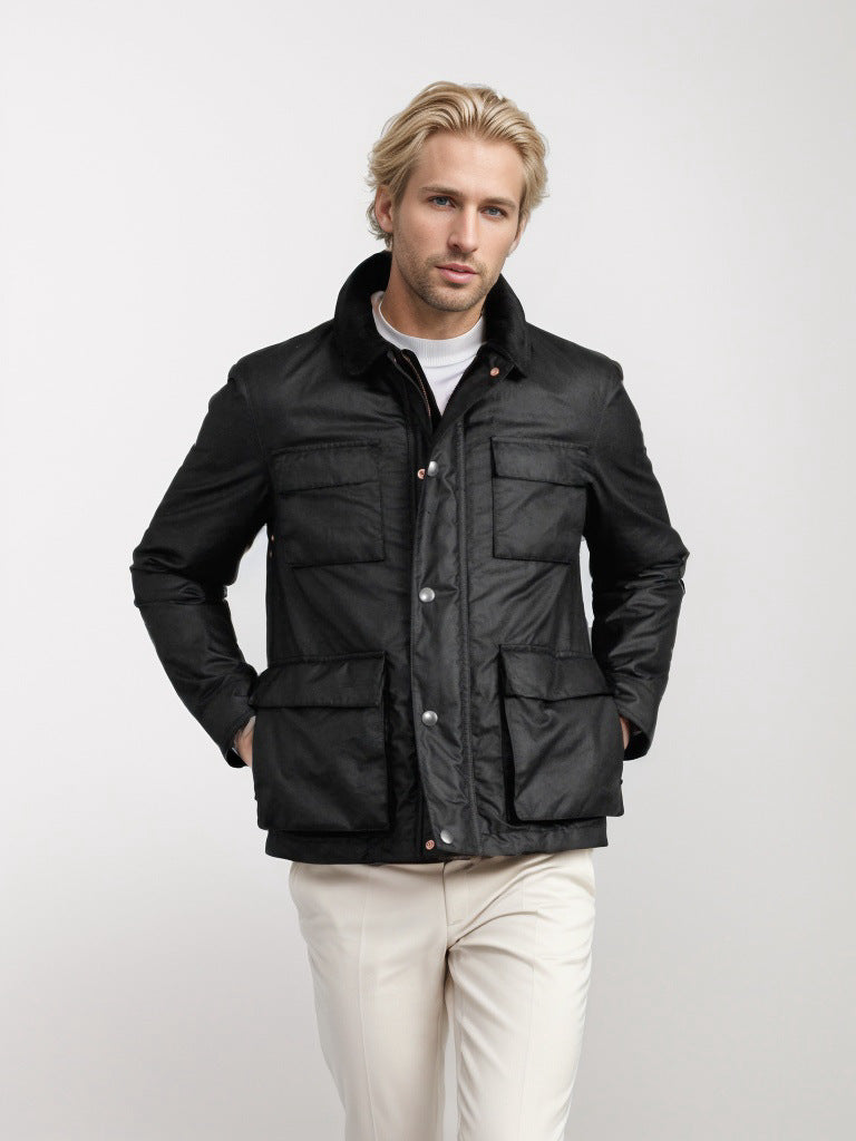 Herren funktionale Sportjacke mit praktischen Taschen und hochschließendem Kragen Drune