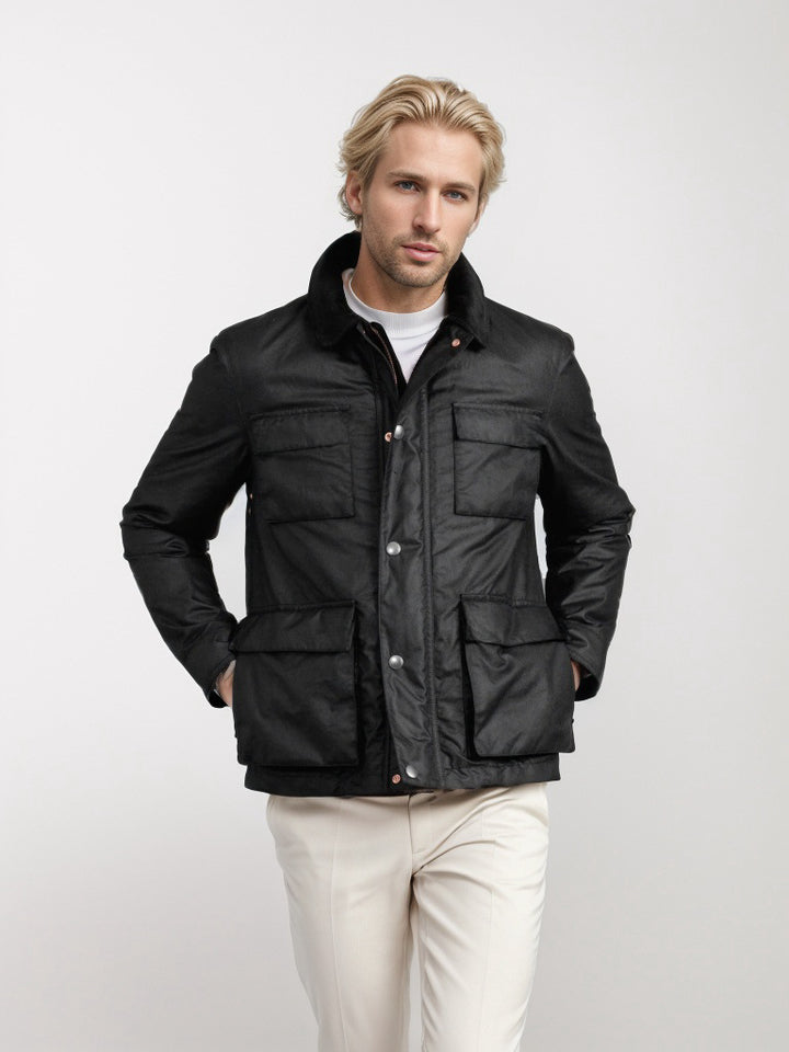 Herren funktionale Sportjacke mit praktischen Taschen und hochschließendem Kragen Drune