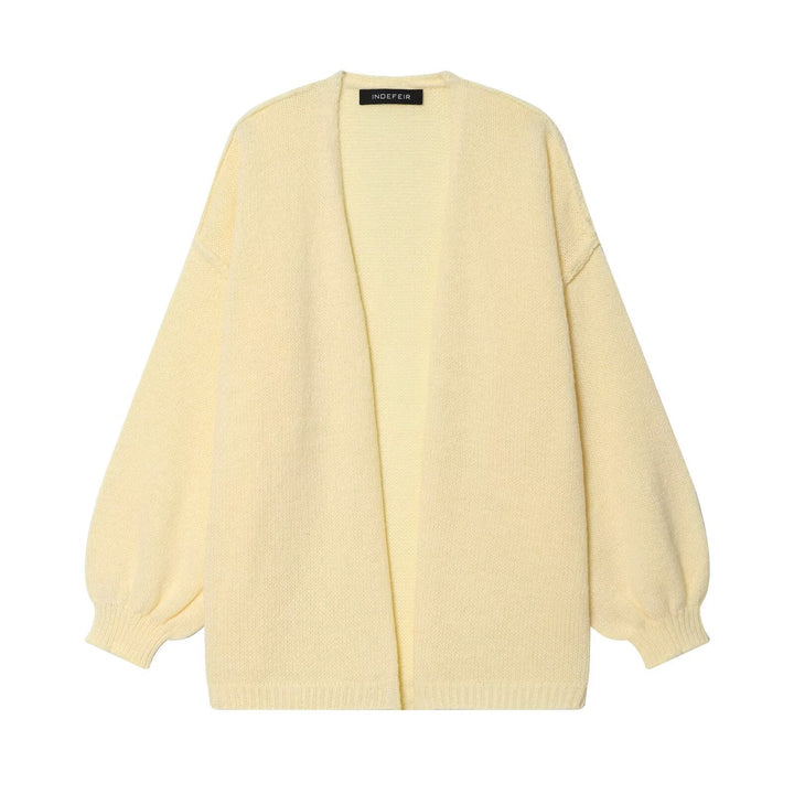 Damen Oversize Strickcardigan mit Ballonärmeln und offener Front Drune