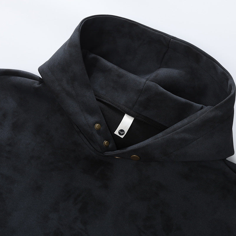 Unisex oversized Kapuzenpullover im Stonewashed-Look mit Kängurutasche, Metallnieten und geripptem Saum Drune