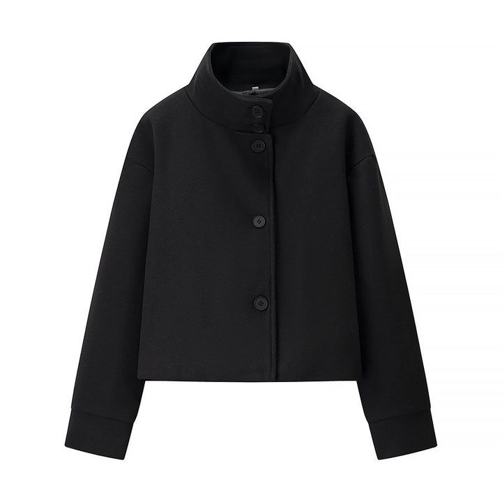 Damen modische Jacke mit stylischem Stehkragen und eleganten Knopfdetails Drune