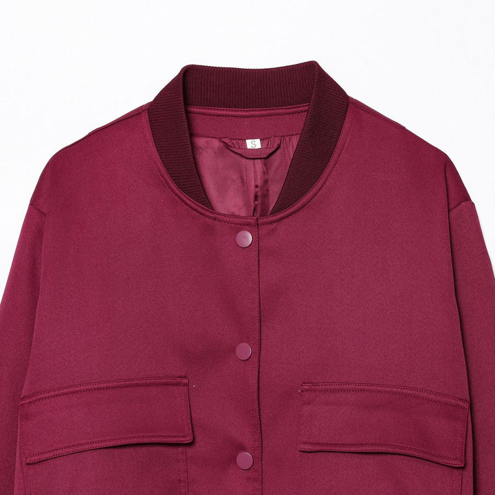 Damen nan cropped Bomberjacke mit Druckknopfleiste, überschnittenen Schultern und großen Klappentaschen Drune