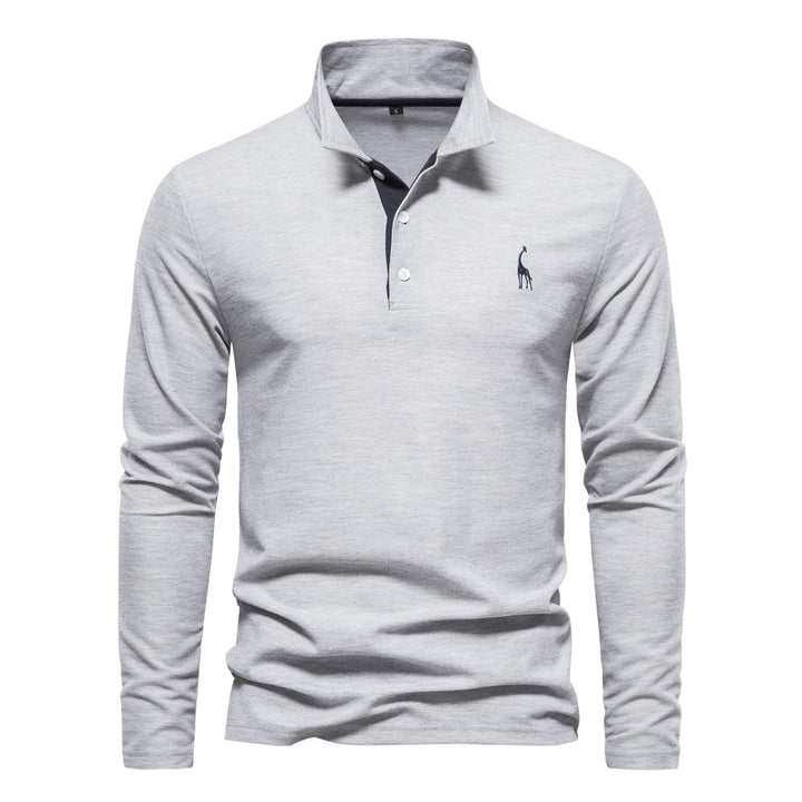 Herren Langarm Poloshirt mit modernem Kontrastkragen und hochwertigem Baumwollmix Drune