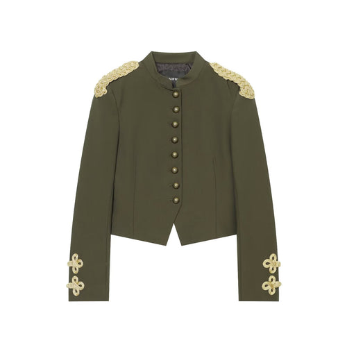 Damen Kurzer militärinspirierter Blazer mit opulenten Schulterkordeln und Zierknopfleiste Drune