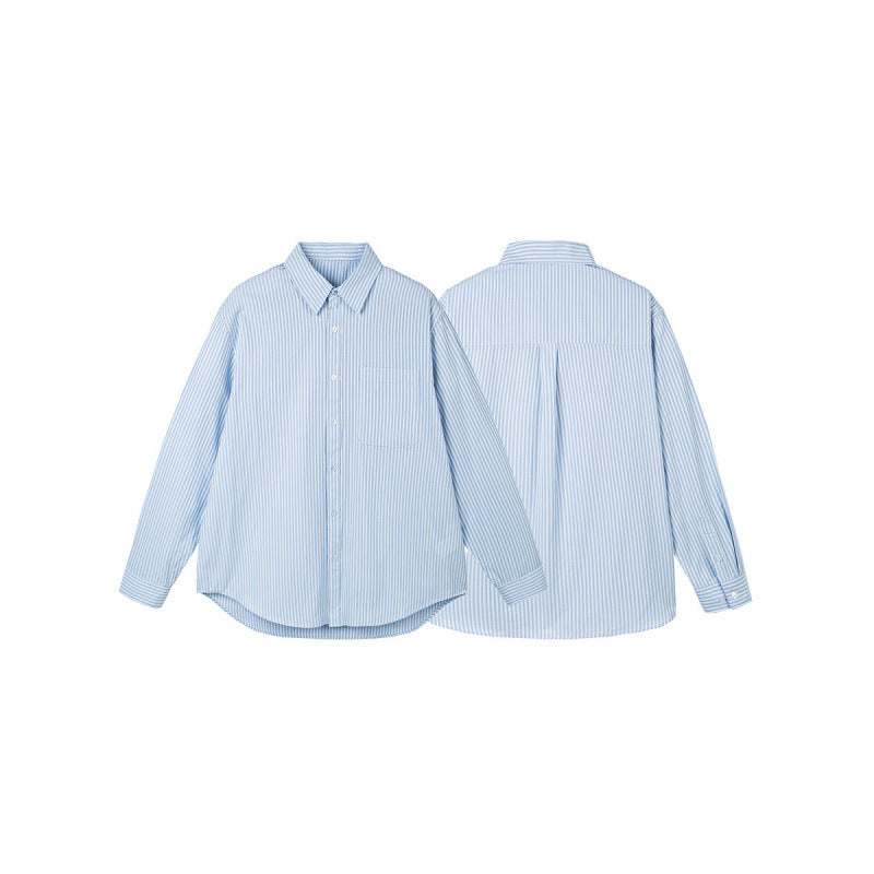 Damen Oversize-Hemd mit feinen Streifen, Brusttasche und abgerundetem Saum Drune