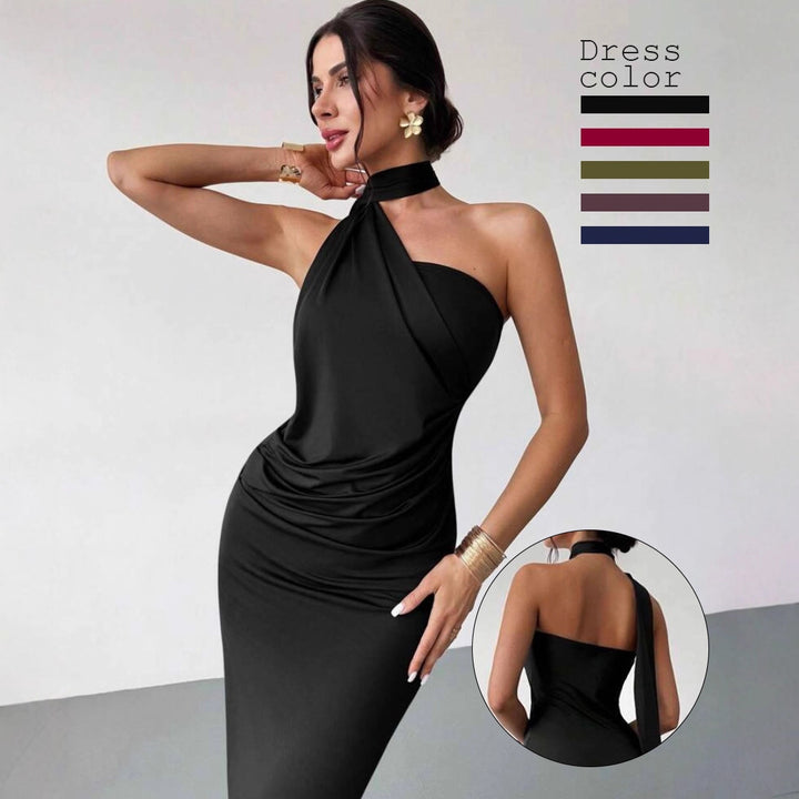 Damen Elegantes Wickelkleid mit verführerischem Halterneck-Design Drune