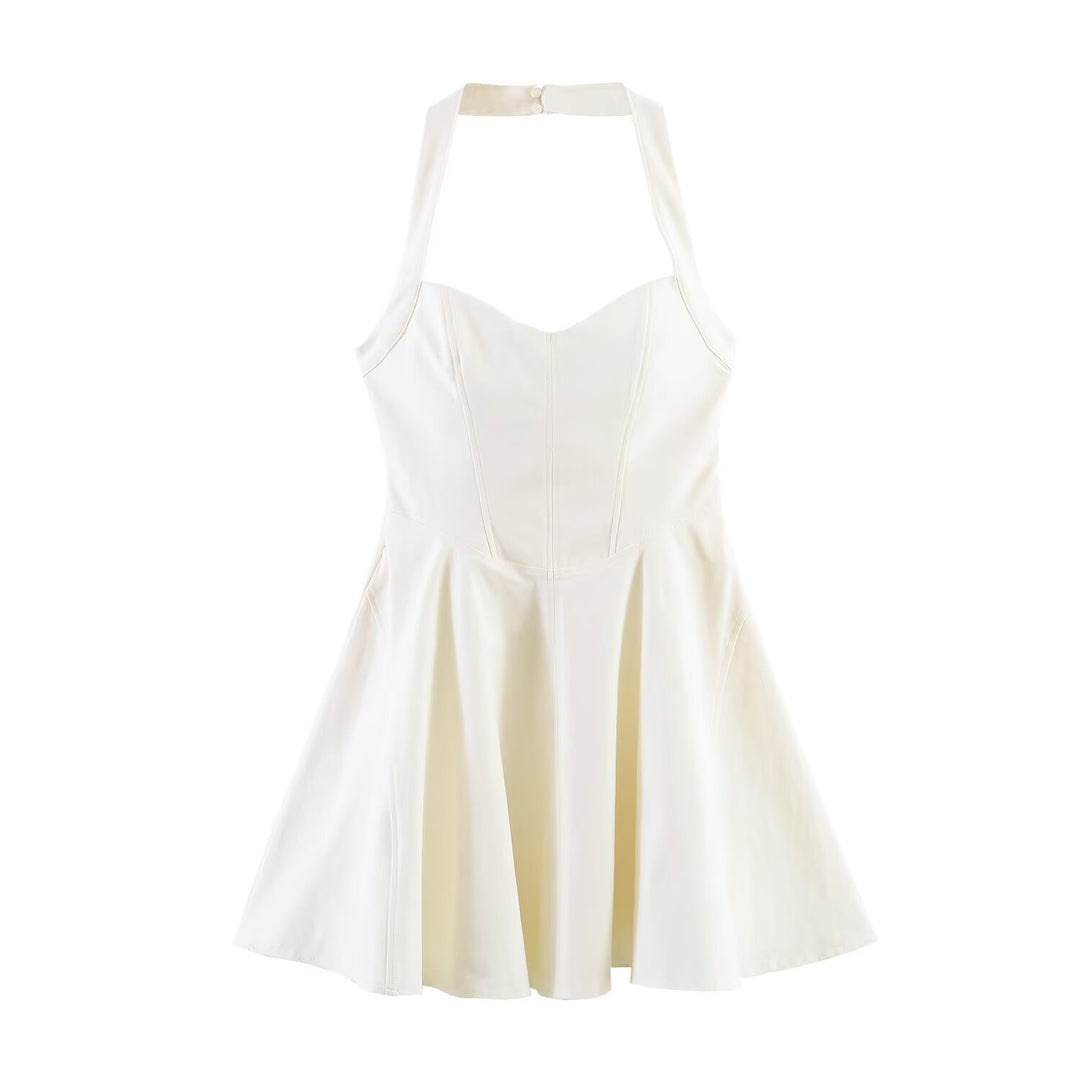 Damen A-Linien Kleid mit Halterneck und figurbetonter Silhouette Drune