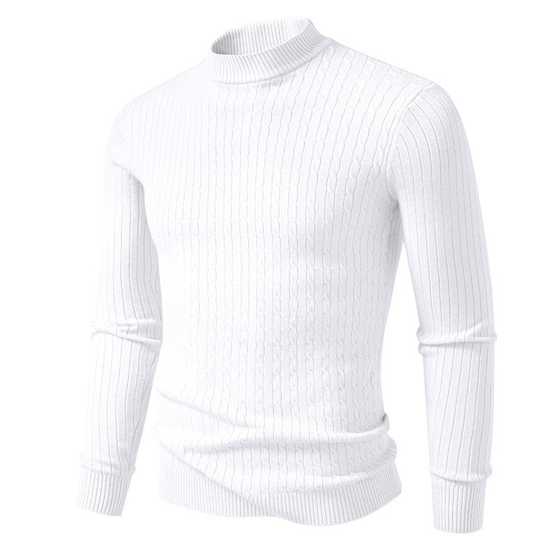 Herren nan figurbetonter Feinstrickpullover mit Stehkragen und Zopfmuster Drune