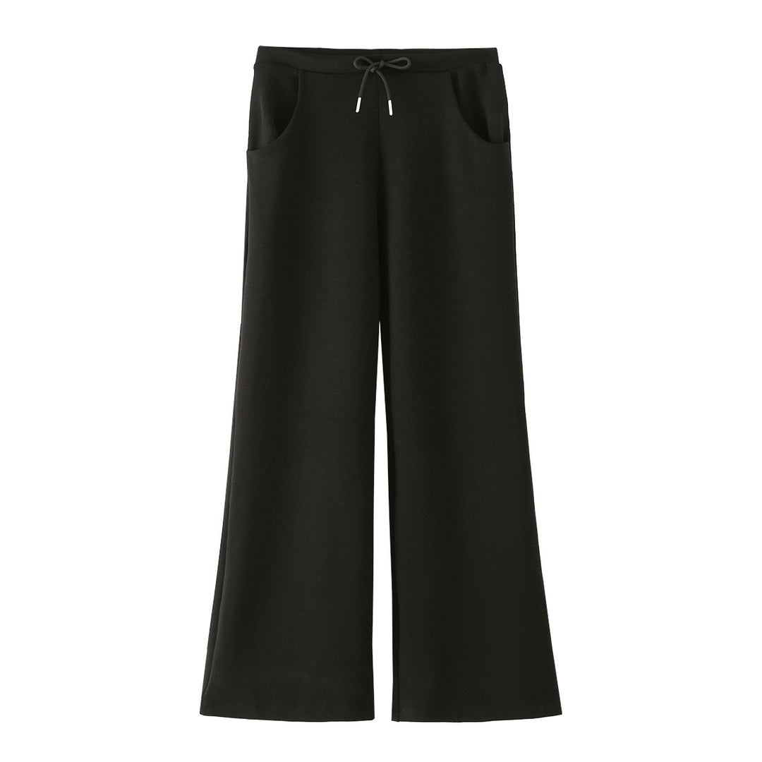 Damen Weite Jersey-Hose mit hohem Bund Tunnelzug und Pattentaschen Drune