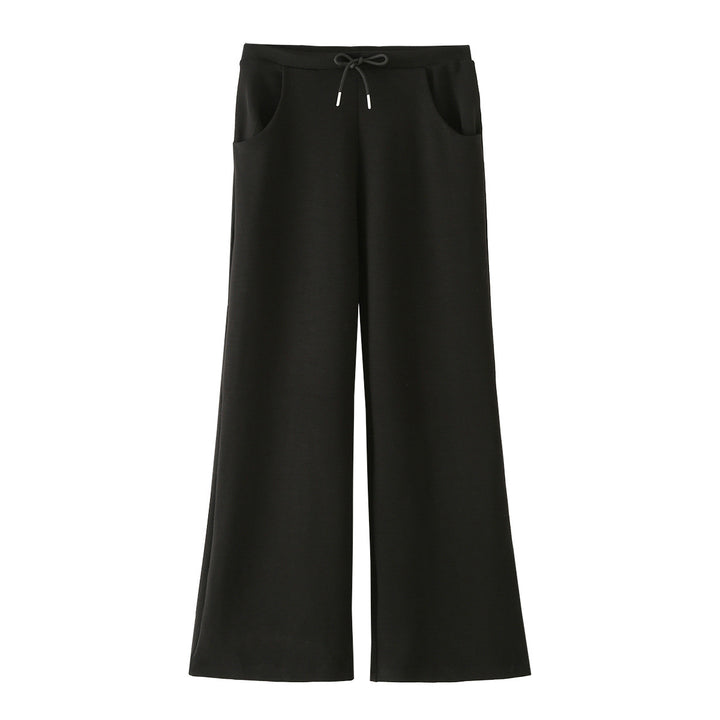 Damen Weite Jersey-Hose mit hohem Bund Tunnelzug und Pattentaschen Drune