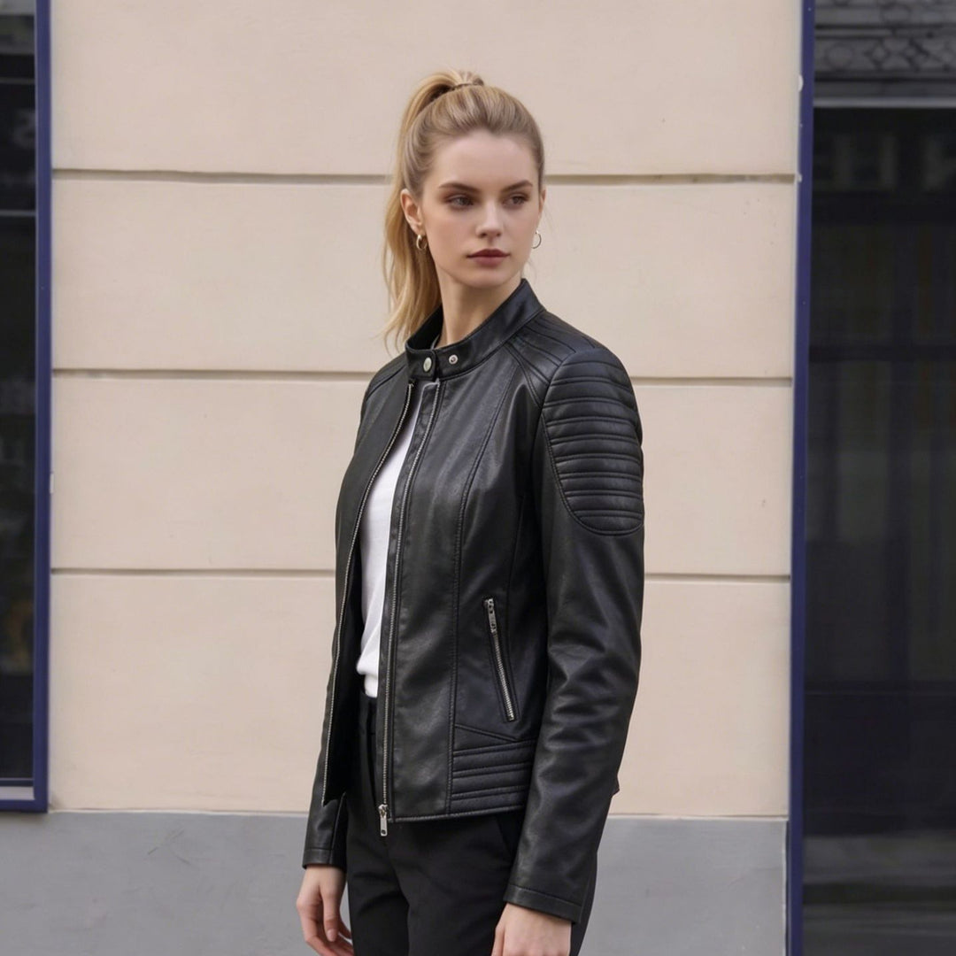 Damen Modische Kunstlederjacke Drune
