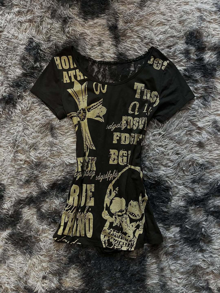 Damen Trendiges T-Shirt mit kreativen Grafiken Drune