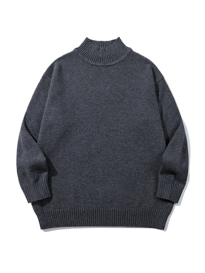 Unisex Oversize-Troyer-Pullover mit kurzem Stehkragen und breiten Rippenbündchen Drune