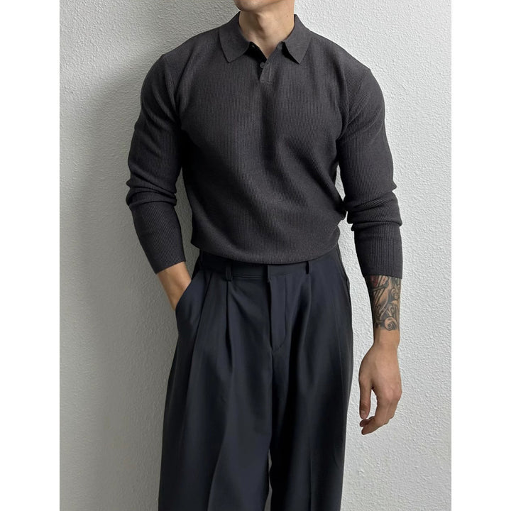 Herren Elegant Strukturierter Langarm-Pullover Drune