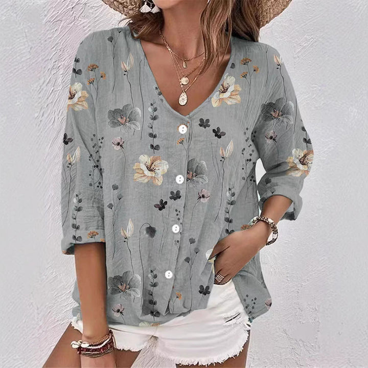 Damen Bluse mit floralem Druck und lässigem Schnitt Drune