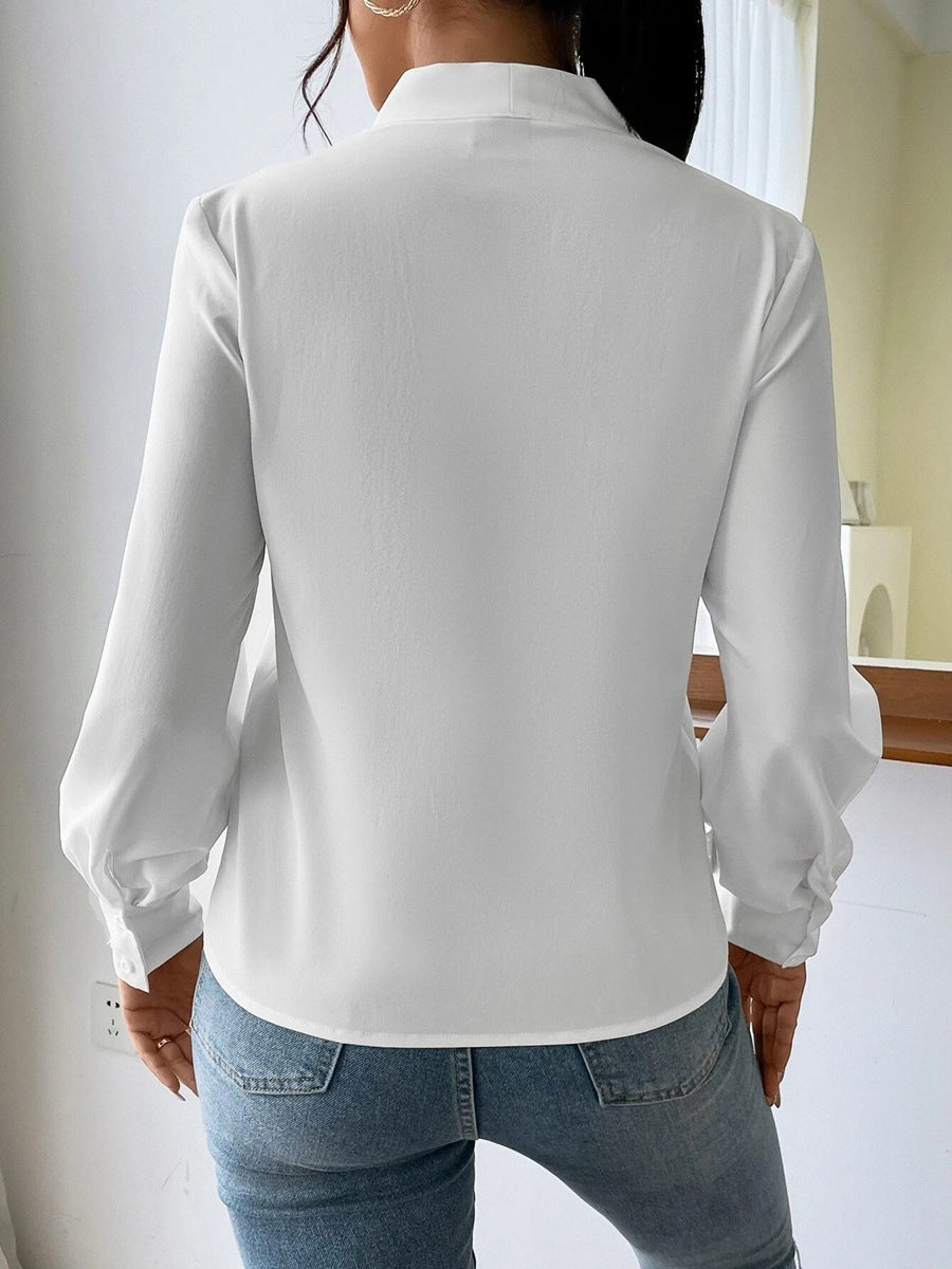 Drune | Satinbluse Mit V-ausschnitt Und Puffärmeln Für Damen