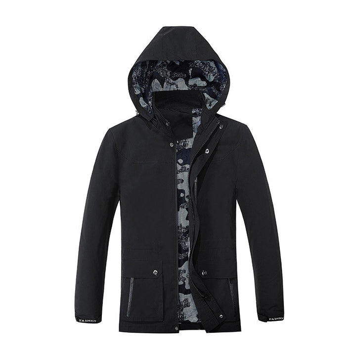 Herren leichter Fieldparka mit Kapuze camouflage-gepolsterter Innenverkleidung und Multifunktions-Taschen Drune