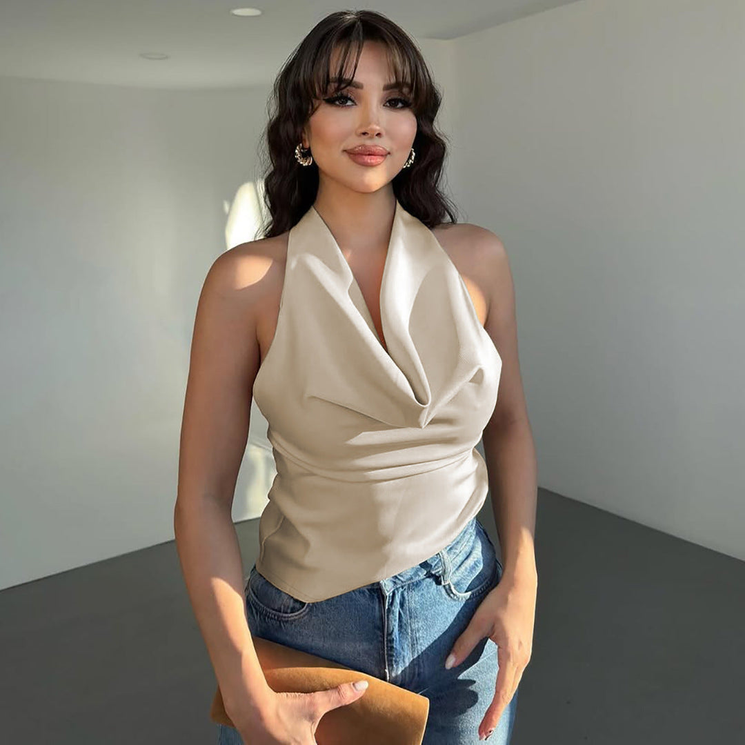 Damen Elegantes Open-Back Top mit langem Rückenausschnitt Drune