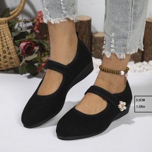 Damen Mokassin-Schuhe mit elegantem Riemen und zeitloser Blütenapplikation Drune