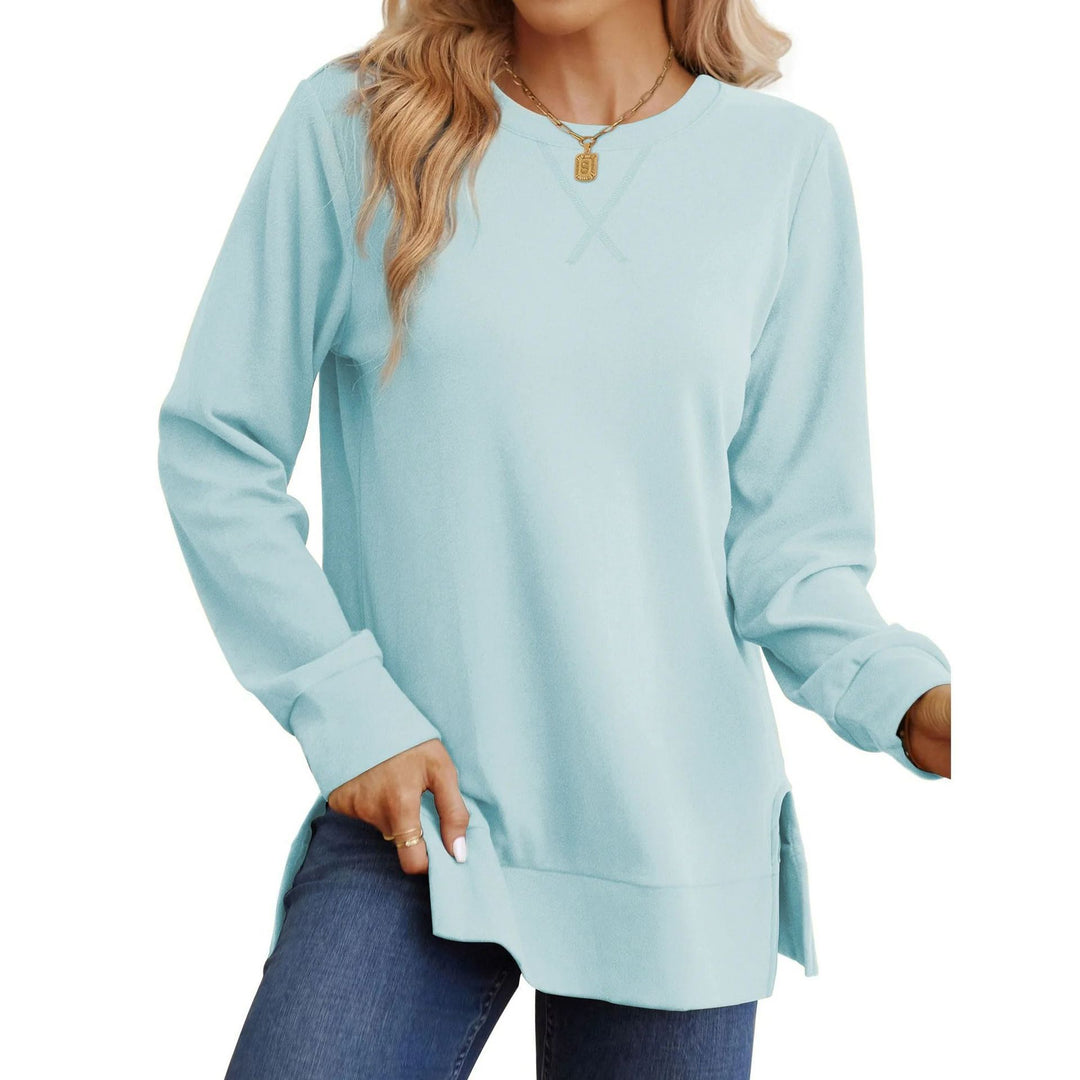Damen Bequemer Langarm-Sweater mit Seitenschlitzen Drune