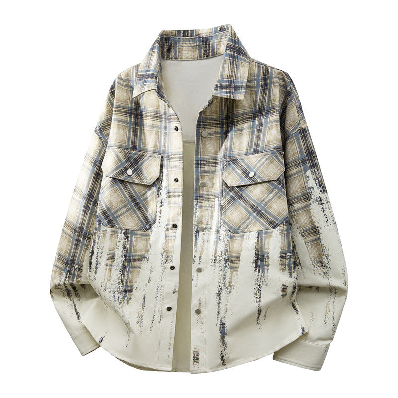 Herren Modische Karo Hemdjacke Drune
