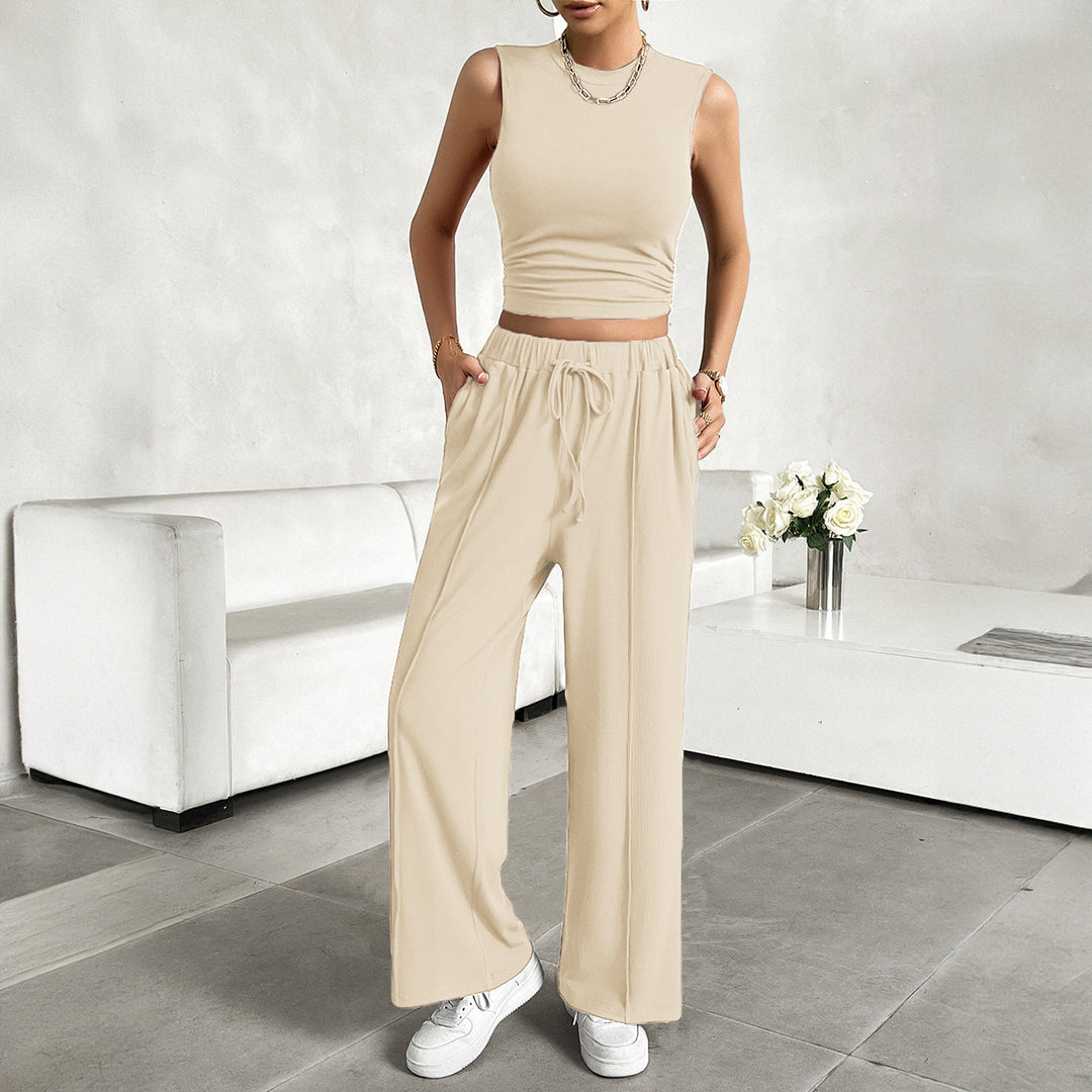Damen Freizeit-Set mit tailliertem Top und weitem Hose Drune