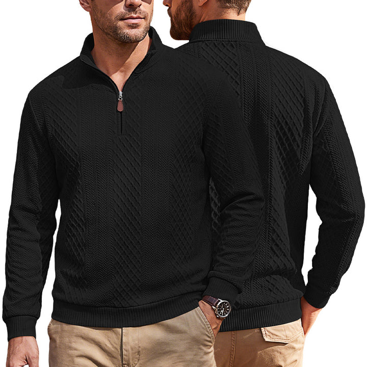 Herren Strickpullover mit halbem Reißverschluss und strukturierter Zopfoptik Drune