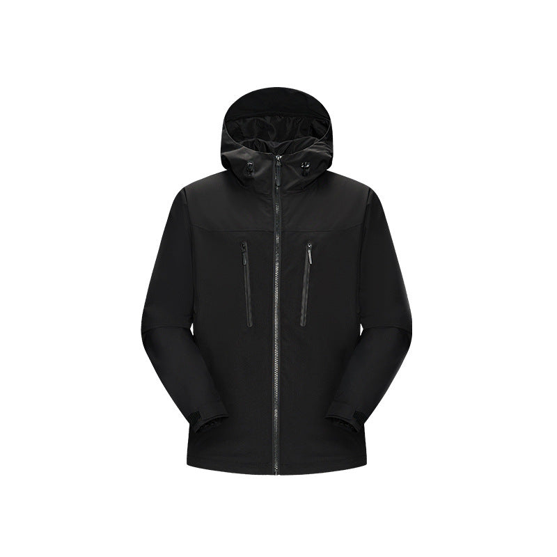 Damen Technische wasserfeste Softshell‑Regenjacke mit Kapuze, versiegelten Nähten und vertikalen Reißverschlusstaschen Drune
