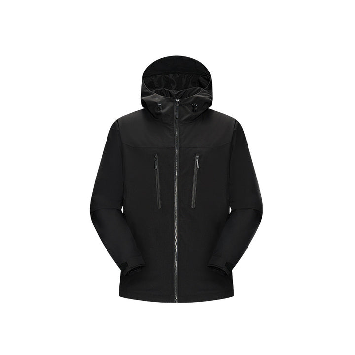 Damen Technische wasserfeste Softshell‑Regenjacke mit Kapuze, versiegelten Nähten und vertikalen Reißverschlusstaschen Drune