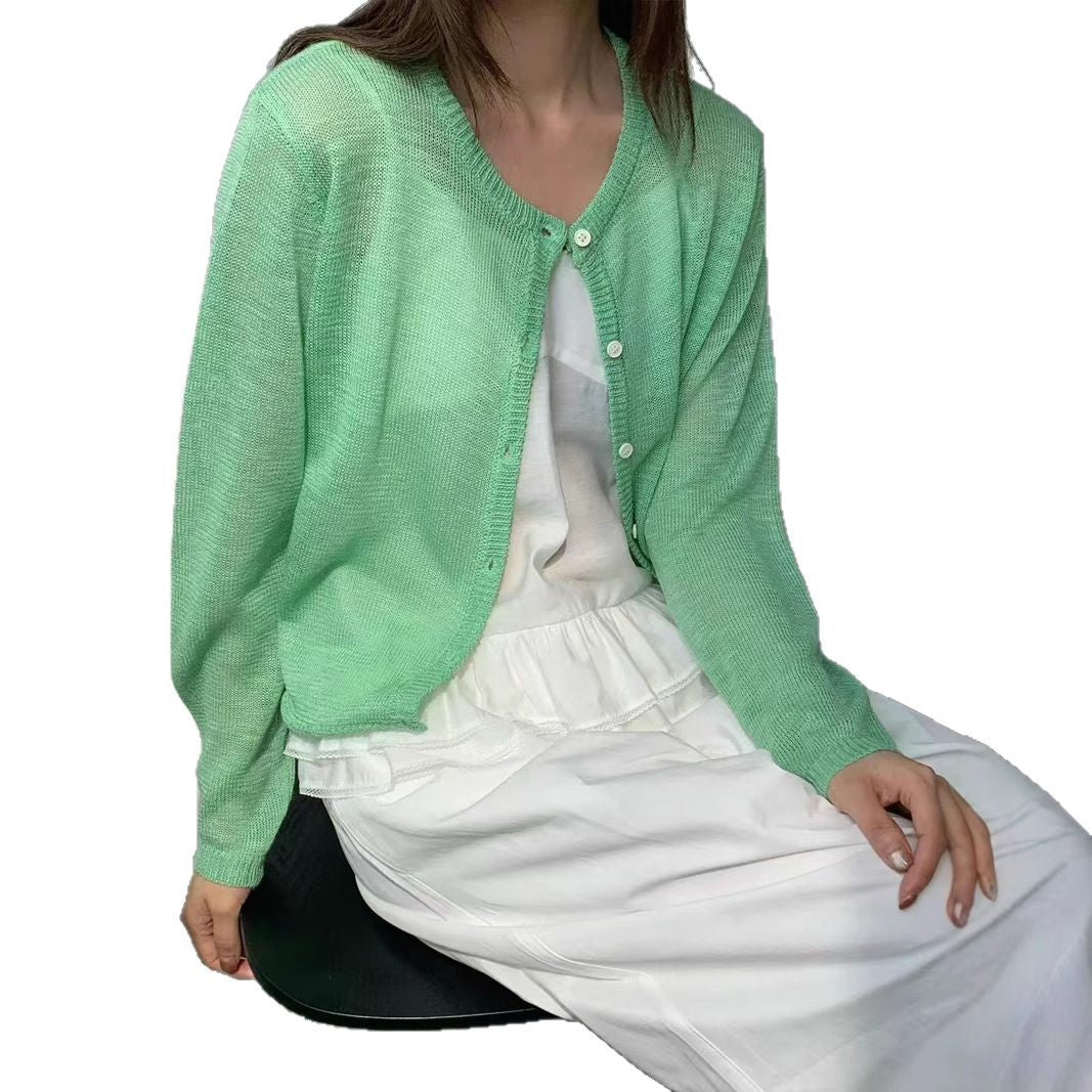 Damen leichte Strickjacke mit zarter Transparenz Drune