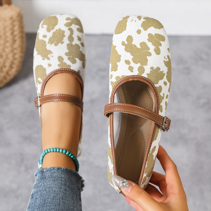 Damen nan flache Mary-Jane Ballerinas mit verstellbarem Riemchen und gepolsterter Komfortinnensohle Drune