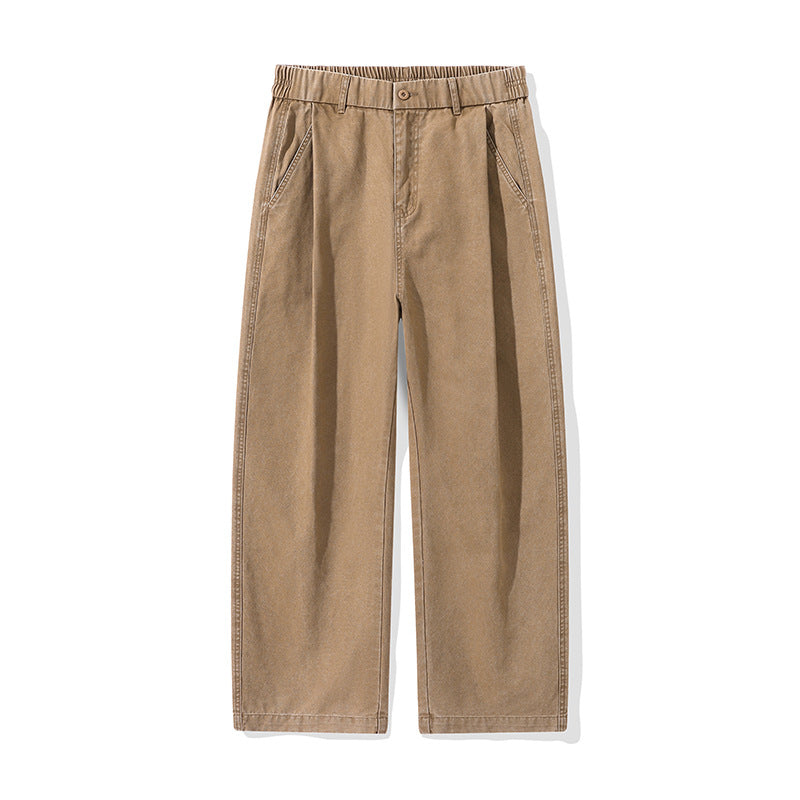 Damen Bundfalten-Hose mit elastischem Taillenbund und weitem Bein Drune