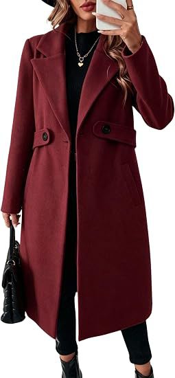 Damen Midilanger Wollmix-Mantel mit Taillenpatte und klassischem Revers Drune