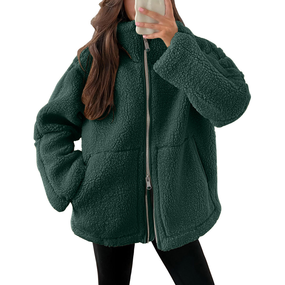Damen Kuschelige Teddy-Jacke mit Reißverschluss Drune