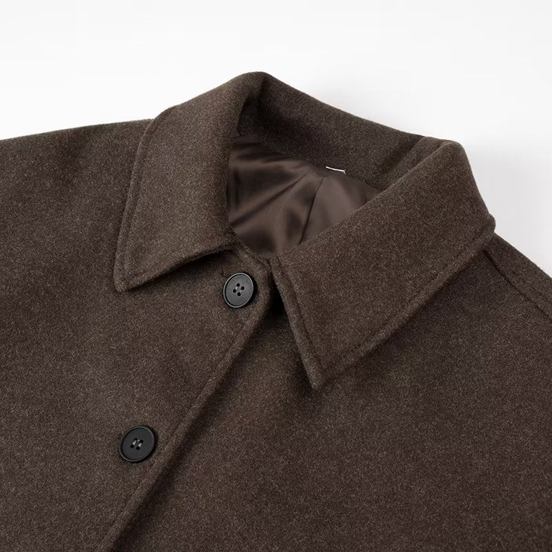 Damen nan kurz geschnittene Wollmix Kastenjacke mit Hemdkragen, Leistentaschen und weichem Futter Drune