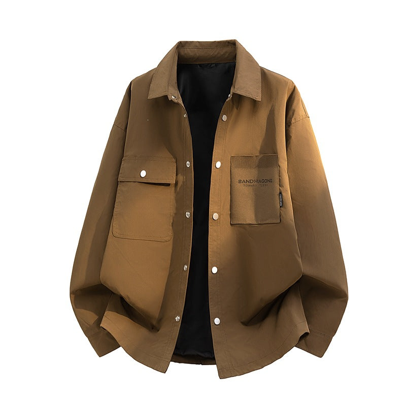 Herren Oversize-Utility-Hemdjacke mit Druckknopfleiste und großen aufgesetzten Taschen Drune