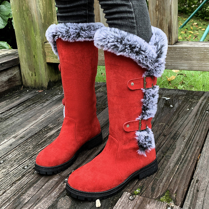 Damen Winterstiefel mit kuscheligem Kunstfellkragen und rutschfester Sohle Drune