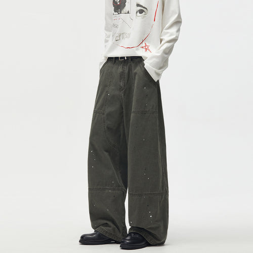 Herren Weitgeschnittene Utility‑Palazzo‑Hose aus schwerem Baumwoll‑Twill mit ergonomischen Knieabnähern Drune